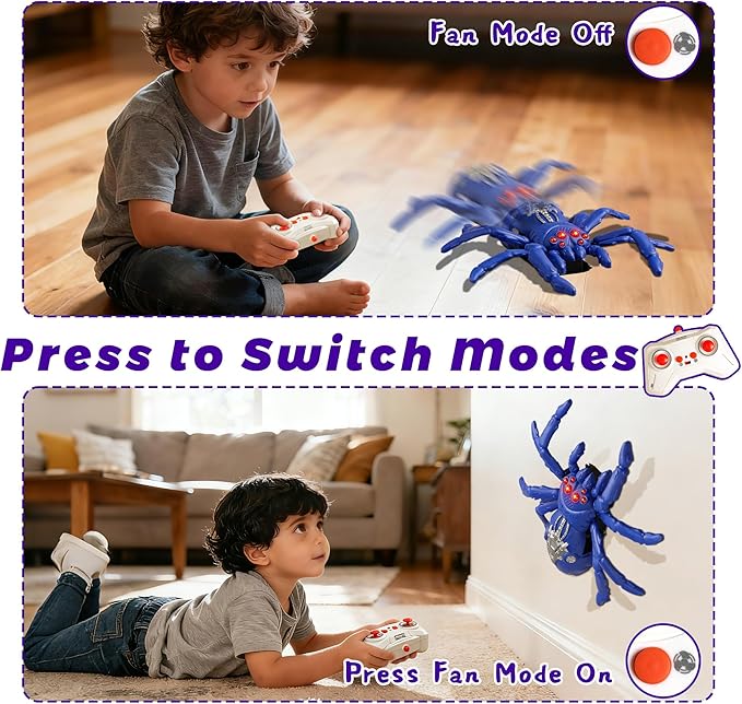 Wall Climbing Remote Control Spider, Rechargeable RC Wall Crawler Tarantula Robot with High Speed & 360° Rotation, Funny Prank Toys Gifts for Boys & Girls Age 3+ (Purple)