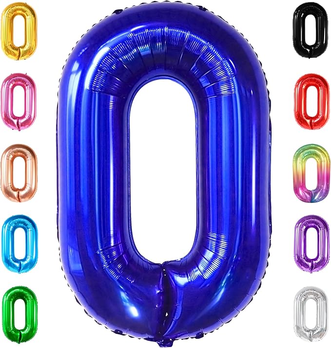 KatchOn, Giant Navy Blue Number 0 Balloon - 40 Inch | 0 Navy Blue Balloons | 0 Navy Blue Number Balloon, Blue Birthday Decorations | Mylar numbers, Make 10, 30, 50, 100 Balloon Numbers