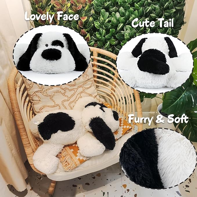 Floppy Stuffed Dog Puppy Plush Toy, Huggable White Beagle with Black Ears Labrador Retriever Stuffed Animal Dogs for Kids Girls Boys Baby Birthday Bedtime Gift, 20 inches
