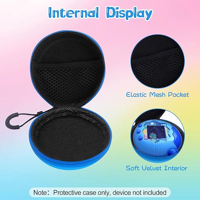 Carrying Case for Tamagotchi Paradise/Nano-MALS, Hard EVA Portable Storage Protector Cover with Lanyard & Carabiner for Kids, Case Only (Blue)