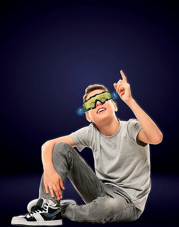 LEXiBOOK - Spy Mission, Spy Night Vision Goggles, Retractable LED Lights, Green Tinted Glass, Adjustable Elastic Bands, Black, RPSPY04