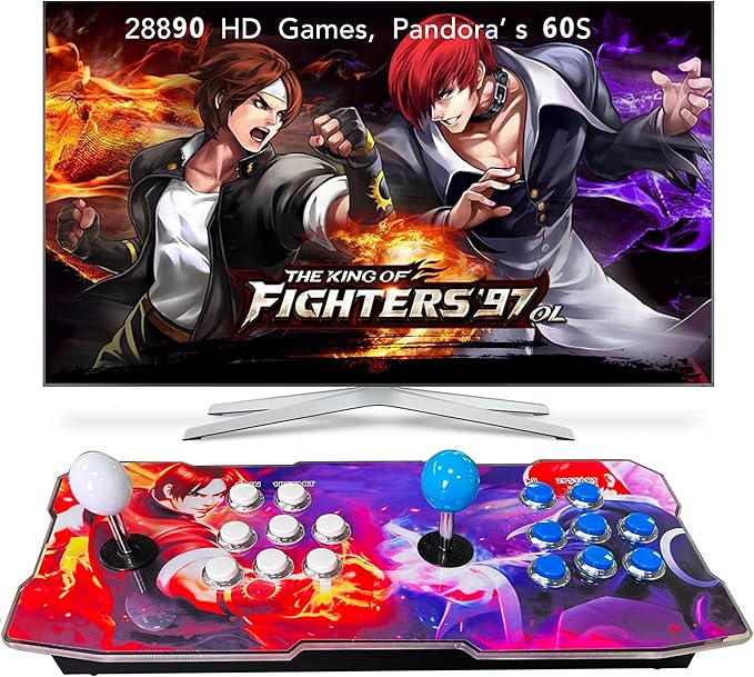 FVBADE [30000 Game in 1] 70S Pandora Box mini Arcade Console for Children Compatible PC & Projector & TV ,3D Games 1-4 Players Double Joystick Favorite List Game Category Save/Search/Hide/Pause Games
