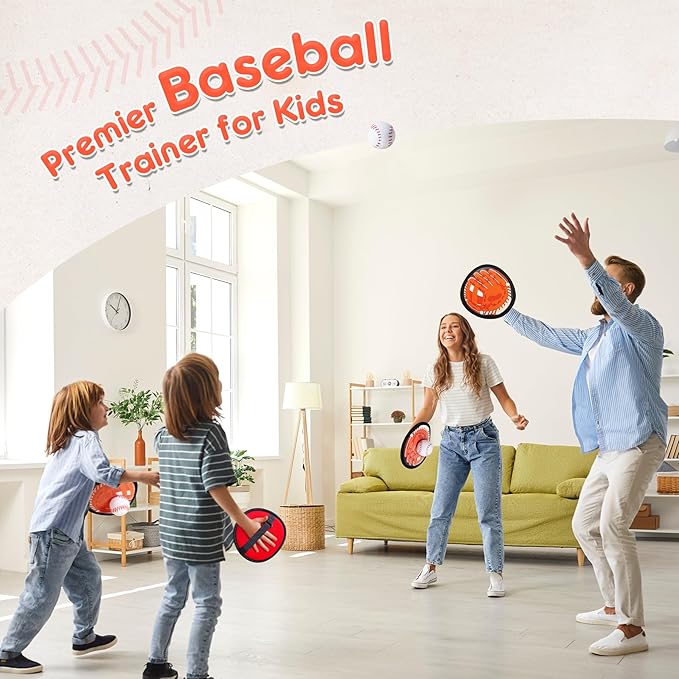 Playzap Toss and Catch Ball Set - Baseball Glove Toy Indoor Outdoor Yard Game & Beach/Pool/Sand Toy Set 2 Pack or 4 Pack - Easter Basket Stuffers for Toddlers Kids Youth Boys Girls 2-4 5-7 8-13+ Yrs