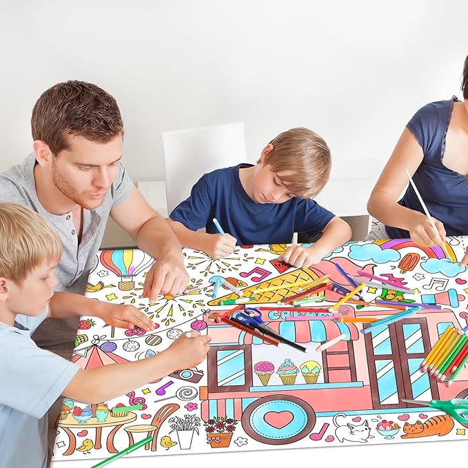 Gatherfun Giant Coloring Poster for Classroom Wall - Versatile 31.5 x 72 Inches SUMMER Activity Poster/Table Cover, School Parties, SUMMER Birthday Party and Special Events Decoration