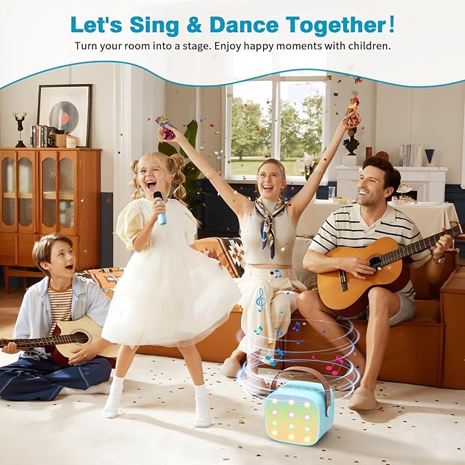 Mini Karaoke Machine with 2 Wireless Microphones, 2026 TOP Kids Portable Bluetooth Karaoke Machine for 3, 4, 5, 6, 7, 8, 9,10,11,12+Year Old, Christmas Birthday Gifts for Girls Boys Adults Home Party