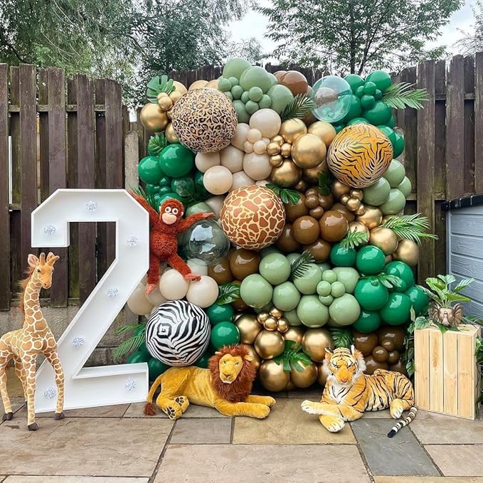 Zebra Elephant Balloons Wildlife Elephant Monkey Lion Zebra Giraffe Leopard Shaped Balloons for Jungle Safari Theme Kids Birthday Party Decorations