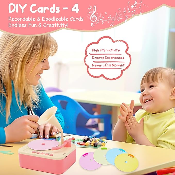 Toddler Phonograph with 99 Cards, Kids Record Player, Story & Music Player, Toddler Music Player, Educational Phonograph for Boys and Girls Age 3+, Kids Toys for Early Learning , Age 3+