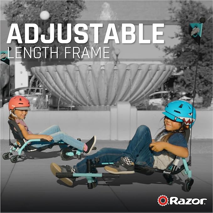 Crazy Cart Shuffle by Razor – Kid-Powered Drifting Go-Kart for Ages 4+, Crazy Cart Drift Bar Technology, Adjustable Frame with 5 Length Settings