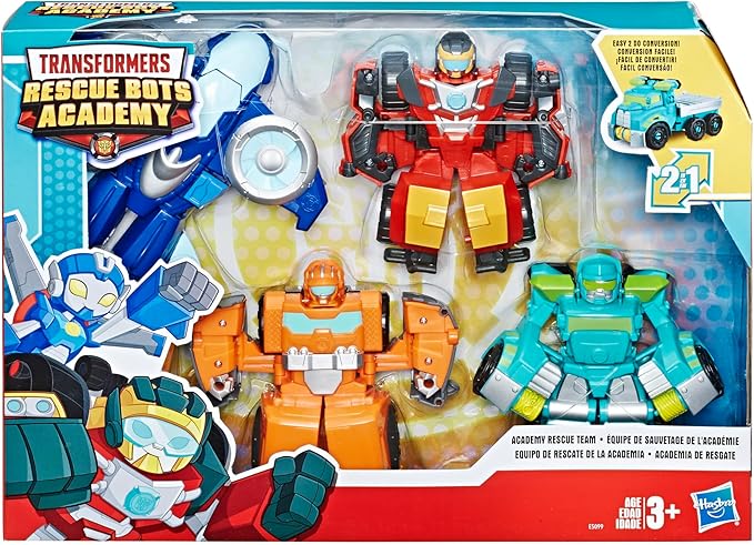 Playskool Heroes Transformers Rescue Bots Academy Rescue Team Pack, 4 Collectible 4.5" Converting Action Figures, Toys for Kids Ages 3 & Up (Amazon Exclusive)