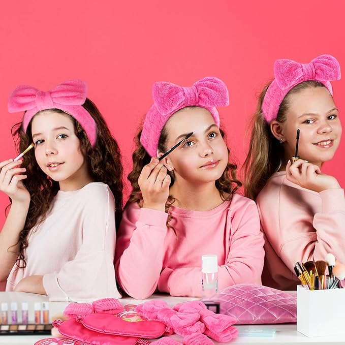72 Pcs Spa Sleepover Party Supplies for Girls With DIY Stickers And Greeting Card Rose Red Headband Wristbands Eye Mask Hair Scrunchie Tote Bag Sleeping Slumber Party Favors