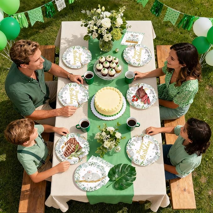 96Pcs Koala Birthday Party Decorations Koala Birthday Plates and Napkins Sets Safari Jungle Animal Australian Decorations for Baby Shower Birthday Zoo Junlge Animal Party Supplies Serves 24