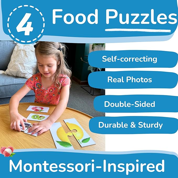 TOYVENTIVE Preschool Learning Activities, Montessori Toys for 1 Year Old, Toddler Toys 1-2, Learning Toys for 1 Year Old, Learning Toys for 2 Year Olds, Educational Flashcards, Food Toy Play Kit