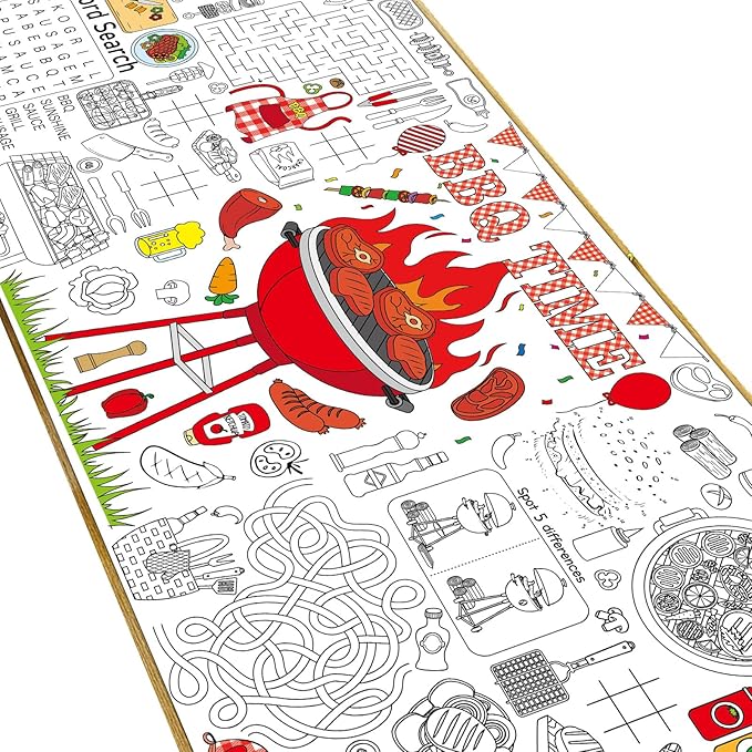 BBQ Giant Coloring Poster Large Coloring Tablecloth Big Paper Sheets Page Baby Q Theme Table Cloth DIY Activity Game Art Crafts Mat Wall Home Party Decoration Supplies