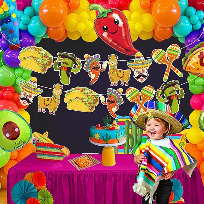 Mexican Party Decorations Fiesta Party Decorations Happy Birthday Banner Decor Supplies for Fiesta Mexican Themed Taco Birthday Day of the Dead Supplies 5 Cinco De Mayo Women Men