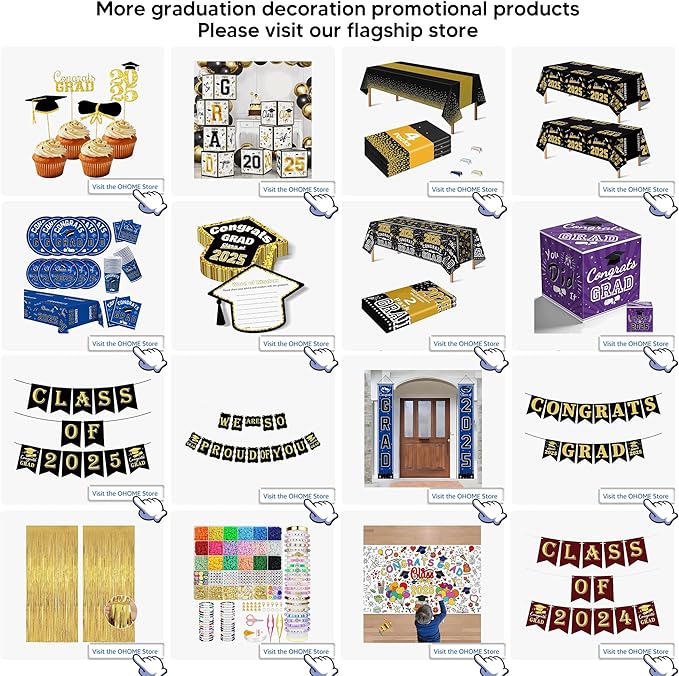 OHOME Graduation Decorations Banner Class of 2026-2026 Graduation Party Decorations - Black Backdrop for Party Favors Supplies