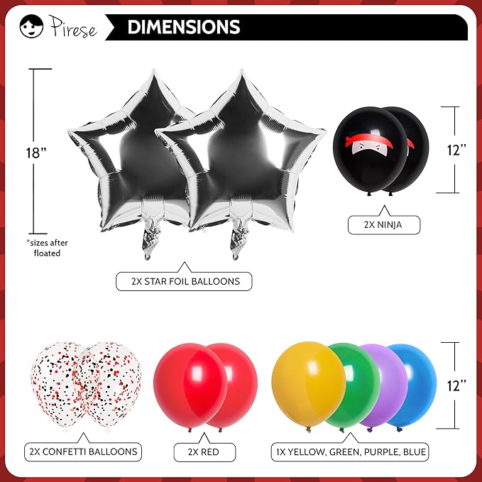 Pirese Ninja Birthday Party Decorations Kit – Japanese Ninja Birthday Banner, Ninja Party Supplies, Ninja Balloons, Martial Arts & Ninja Warrior Party Decor, Mortal Kombat Theme