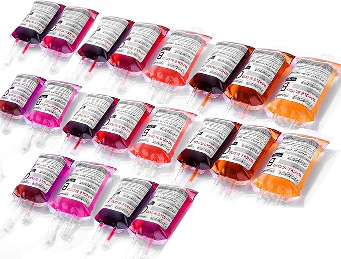 WYNK 20 Pack Halloween Decorations Blood Bag for Drink, 11.5 FL Oz Reusable Cups Containers, Live Blood of Theme Parties, Halloween/Vampire/ Hospital Theme Party Favors, Nurse Graduation Party Props