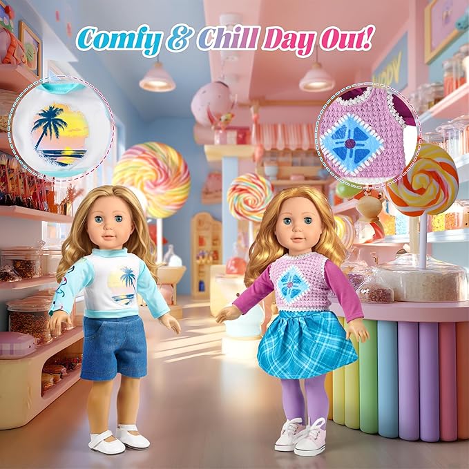 9 Sets American 18 Inch Doll Clothes and Accessories - Outfits Sets - Princess Fashion Bundle for Girl(No Doll)
