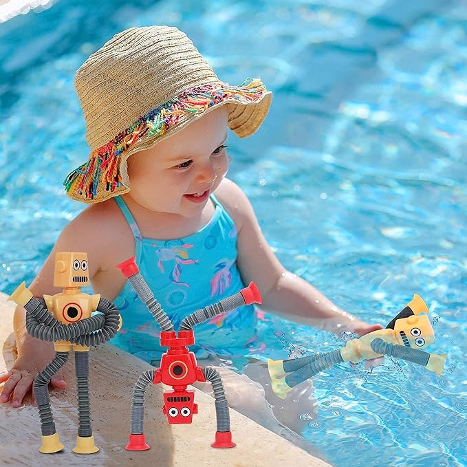 Limpskys 4Pcs Suction Cup Robot Toy,Robot Toys for Kids 3-5 5-7,Autism Sensory Products,Sensory Toys for Kids with Autism