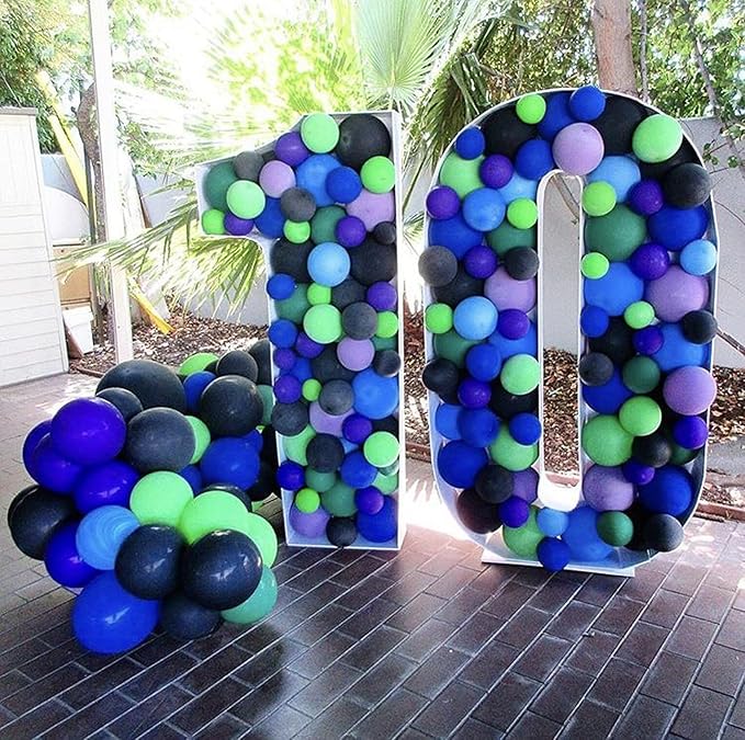 Green Purple Teal Balloons, 12 inch Green Purple Teal Blue Black Balloons for Boys Girls Monsters Theme Birthday Party Baby Shower Wedding Bridal Shower Decorations