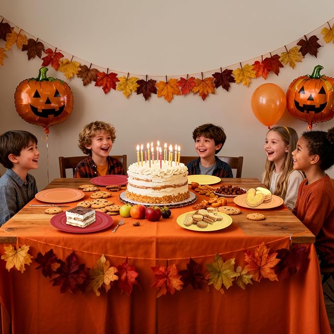 48PCS Fall Thanksgiving Plates, Fall Paper Plates Autumn Party Tableware for Birthday Harvest Holiday Friendsgiving Thanksgiving Party Supplies, 7 Inch
