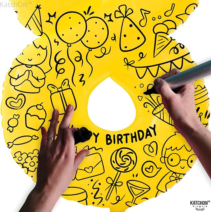 KatchOn, Yellow Number 8 Balloon - Huge, 40 Inch | 8 Balloon for 8th Birthday Decorations | 8 number balloons, 8th Anniversary, Yellow Birthday Party