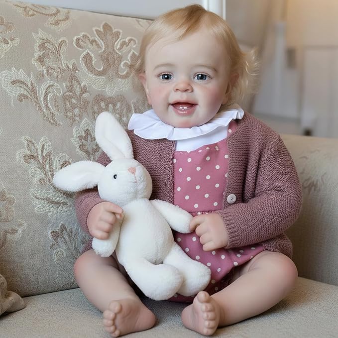 CHAREX Lifelike Reborn Baby Doll Girl – 20 Inch Realistic Handmade Toddler Doll with Blond Hair, Soft Weighted Real Life Body, Real Baby Accessories with Gift Box, Gift for Kids Age 3+
