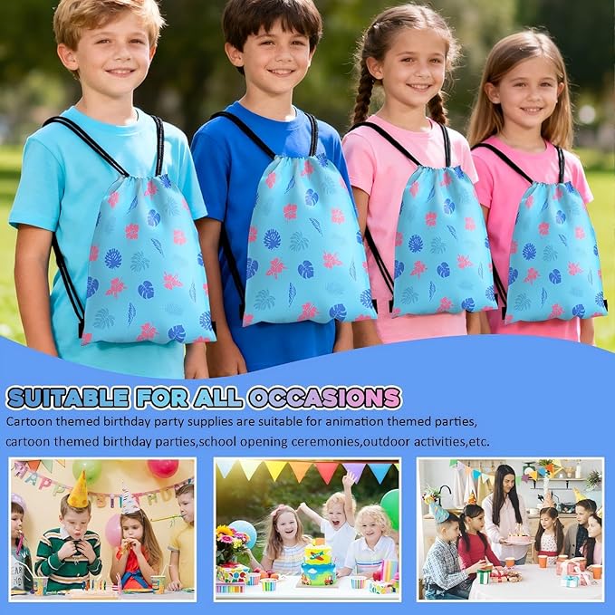 Cartoon Party Favors, Hawai Element Birthday Party Supplies & Goodie Bags for Kids, Include Drawstring Bags Notebook Silicone Bracelet Highlighter for Gifts Fillers