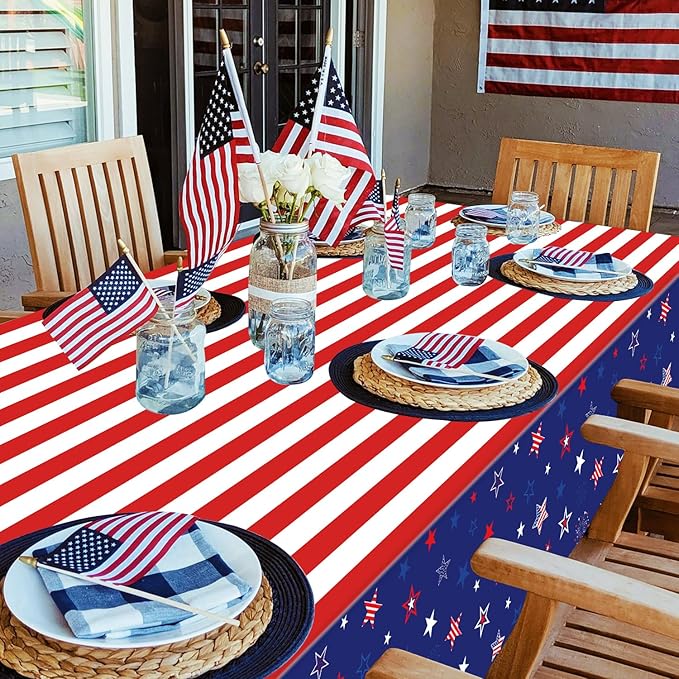 4 Pack Patriotic Tablecloth 4th of July Tablecloth Patriotic Decorations American Flag Party Table Cloth Patriotic Themed Party Supplies Memorial Party Decorations 86 x 51 in
