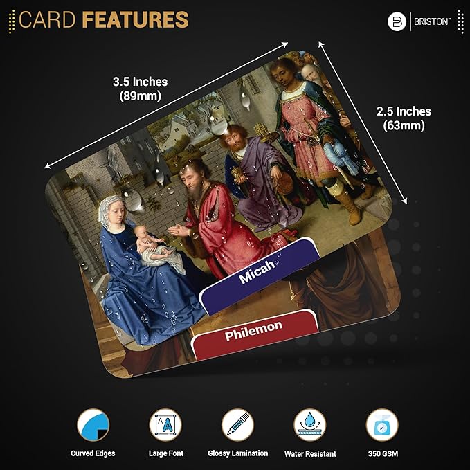 Briston 66 Books of The Bible Flashcards – Christian Learning Cards for Kids & Adults, Study Tool for Sunday School & Bible Study, Old & New Testament Overview Cards, Scripture Education Set