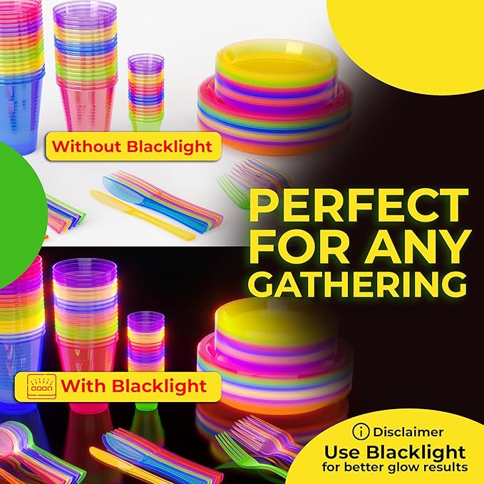 Exquisite Neon Cups 720 Pack 16 Oz | Colored Plastic Cups | Ideal For Blacklight Glow In The Dark Parties, Birthdays Or Any Event | Disposable, Food Safe