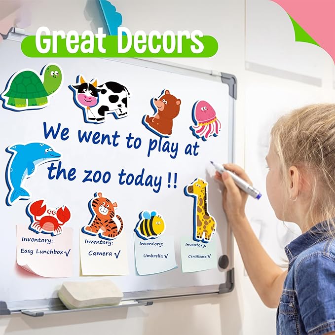 SpriteGru 35 Pcs Animal Magnets, Adorable Magnetic Animal Toys - Wild, Farm & Marine Animals - Thick Foam, Non-Toxic, Educational Learning Toys for Kids 3+