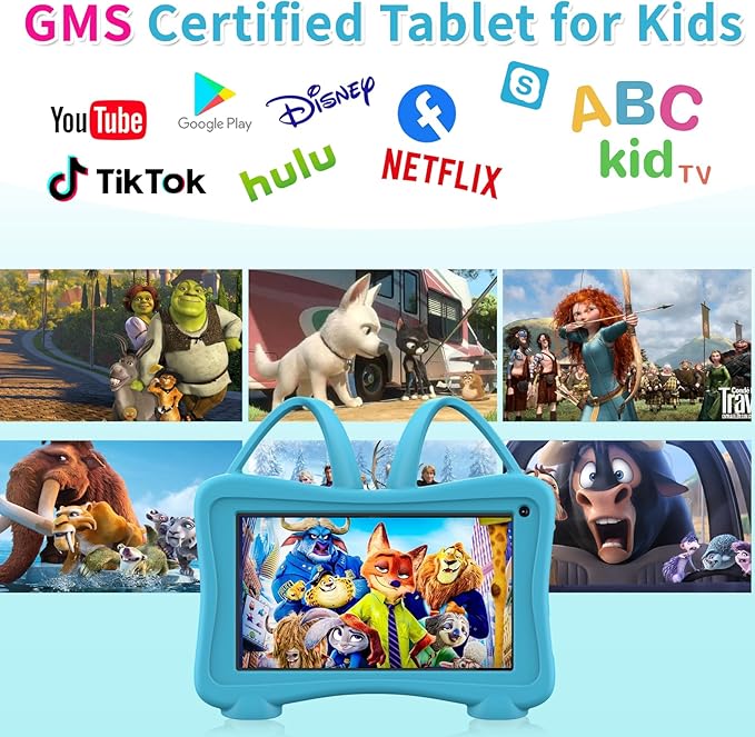 Kids Tablet 7 Toddler Children's Learning Tablet with WiFi, YouTube, Parental Control, Durable Case Education Learning Apps for Boys Girls (Blue)