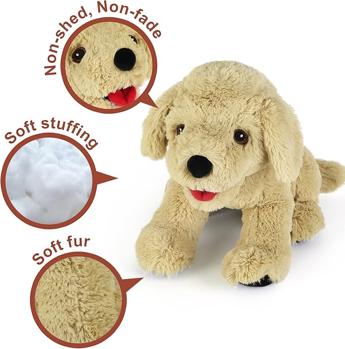 LotFancy Dog Stuffed Animals, 12 inch Cuddly Golden Retriever Stuffed Animals, Sitting Puppy Dog Plush Toy, Birthday Gift for Kids Boys Girls