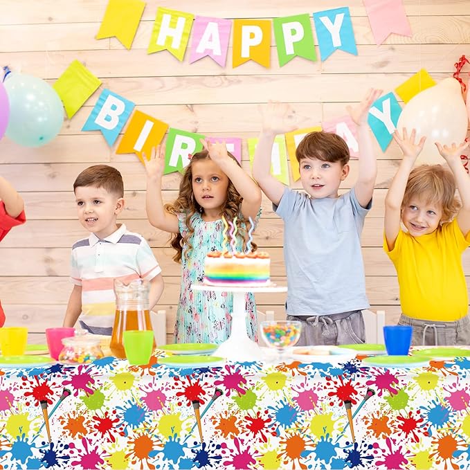 gisgfim 3 Pcs Art Party Decorations Art Paint Tablecloths Decoration Supplies Plastic Painting Splatter Party Table Cover Artist Birthday Parties Decor for Kids 105 x 54 inch