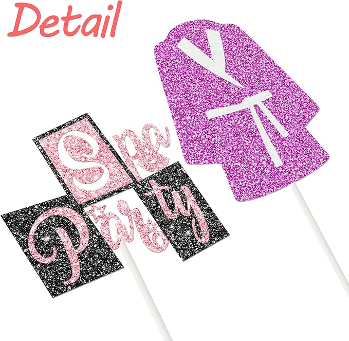 Spa Cupcake Topper Glitter Makeup Themed Birthday Cupcake Decorations 24Pcs Spa Party Cupcake Picks Spa Day Mask Slumber Cake Decor for Makeover Mask Sleepover Birthday Party Supplies