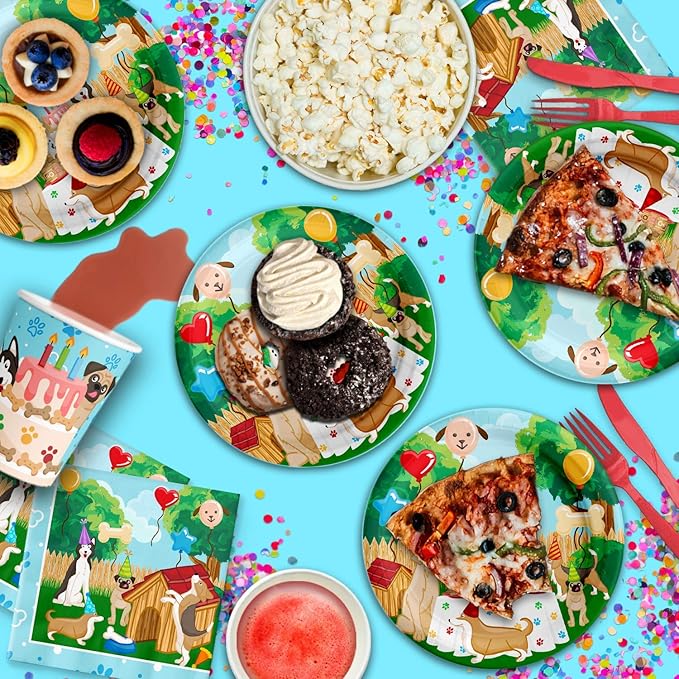Puppy Dog Party Pups Birthday Party Supplies Set Plates Napkins Cups Kit for 16
