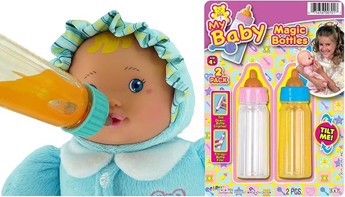 JA-RU Magic Baby Doll Bottles Milk Bottle and Juice Bottle, Great Baby Doll Accessories. Set with 2 Bottles. 701-6