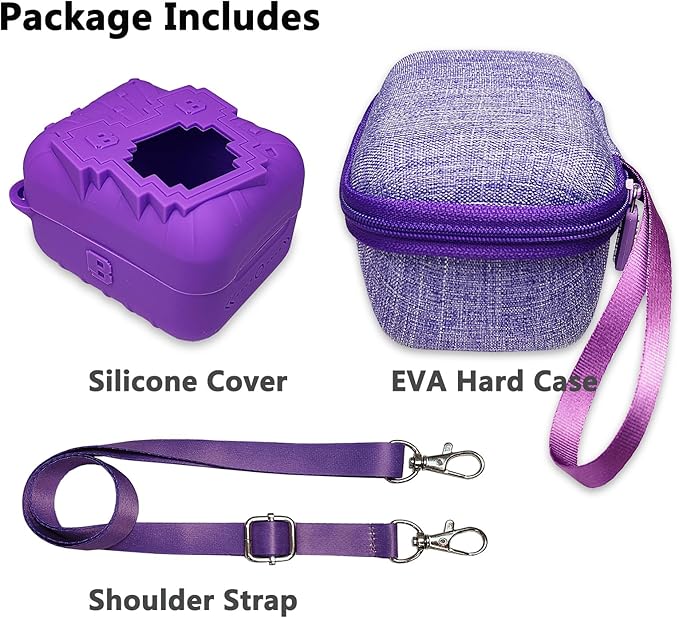 JCHPINE Hard Carrying Case and Silicone Cover for Bitzee Disney Interactive Digital Pet, Protective Case for Bitzee Disney Virtual Electronic Pets Accessories (Purple)