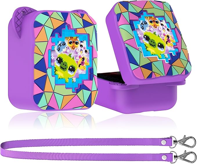 Silicone Case for Bitzee Magicals Interactive Toy, Protective Sleeve 2 in 1 Cover + Lanyard for Bitzee Magicals Interactive Toy Electronic Pets Accessories - Purple