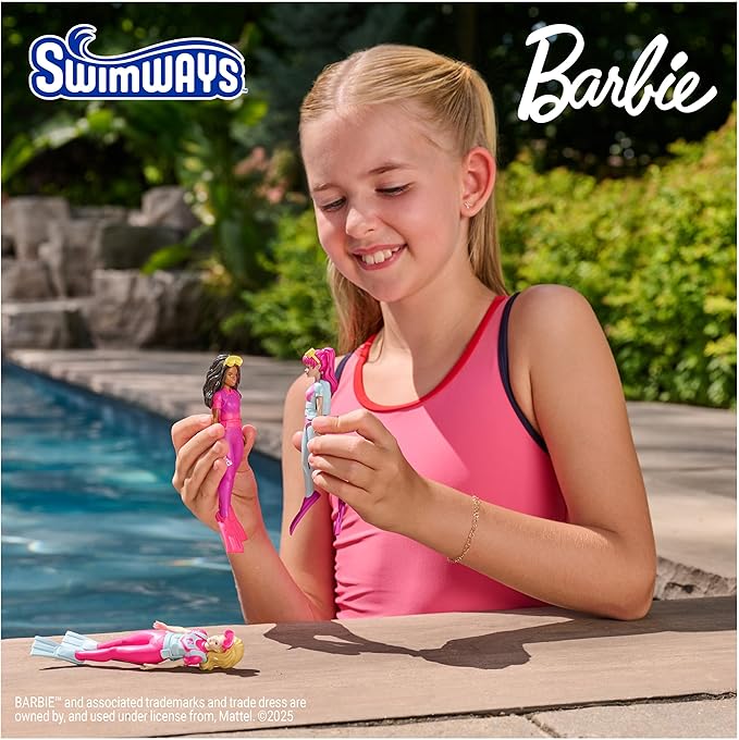 SwimWays Barbie Dive Characters 3-Pack, Swimming Pool Accessories & Kids Pool Toys, Pool Party Supplies & Water Toys for Kids Aged 5 & Up