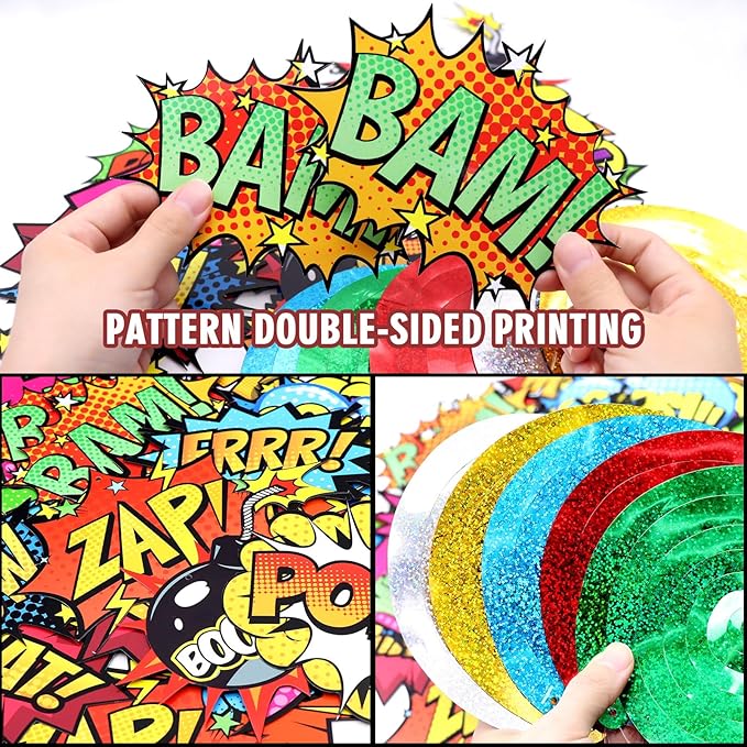 Superhero Hanging Swirls 30 Pack Hero Action Sign Foil Ceiling Hanging Swirls Streams Banner Decor Garland for Kids Superhero Baby Shower Celebrating Events Birthday Party Supplies Room Wall Decor