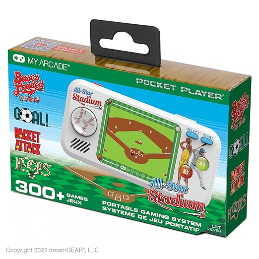 My Arcade All Star Stadium Pocket Player- Sports Game Console with 307 Retro Games, 2.75 inch Screen, Baseball, Soccer, Basketball