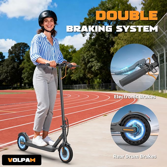 VOLPAM Electric Scooter, 350W/500W Powerful Motor, 8.5"/10" Solid Tires, 19/21Mph, 28/23/21/16 Miles Max Range, Dual Braking