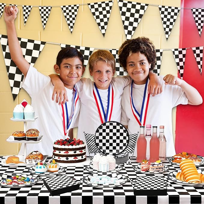 180Pcs Race Car Party Supplies Paper Plates and Napkins Serve 60 Disposable Tableware Set for Birthday Party Decorations Game Day Family Holiday Sports Events
