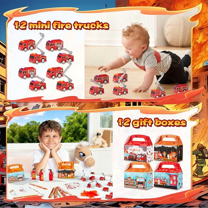 Vanblue 122 PCS Firefighter Party favors,Fire-Themed Birthday Decorations, Fire Prevention Educational Supplies for Boys, School Fire Education Teacher Reward Gatherings Gifts Pinata Fillers