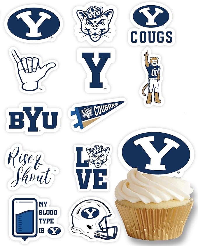 Brigham Young University Cupcake Topper Party Supplies for BYU Football, Birthday, Graduation Party Decorations (24 Pieces) (BYU Cougars)