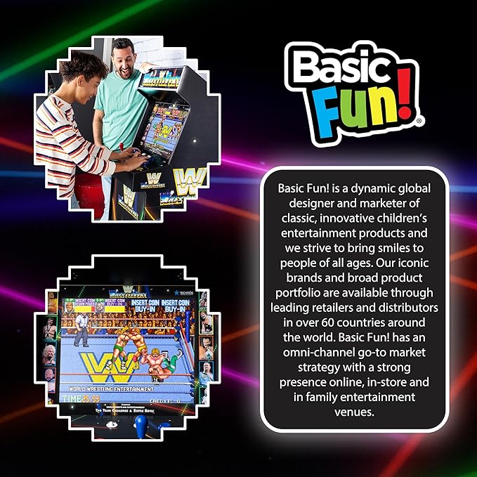 Arcade Classics - WWE Ultra Series Game Machine, 5 Games, 17" Liquid Crystal Screen - Indoor Cabinet, Retro, Gaming Console, Basement Decoration, Man Cave