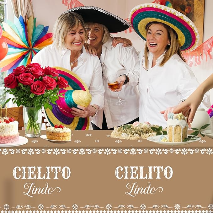 3pcs Mexican Fiesta Tablecloth, 54 x 108 inch Mexican Fiesta Party Supplies Decorations, Mexican Disposable Plastic Tablecloth, Birthdays, Mexican-Themed Party Supplies