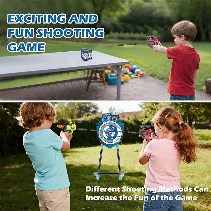 2 Pack Kids LED Archery Set with Standing Target & LED Dart Board, 20 Suction Cup Arrows Bow and Arrow for Kids 3-12, Indoor Outdoor Sport Toy for Boys Girls